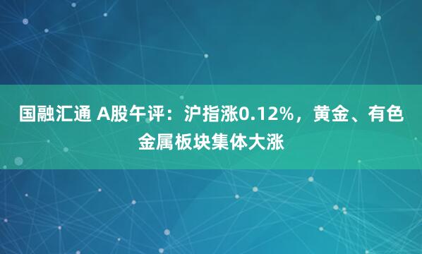 国融汇通 A股午评：沪指涨0.12%，黄金、有色金属板块集体大涨